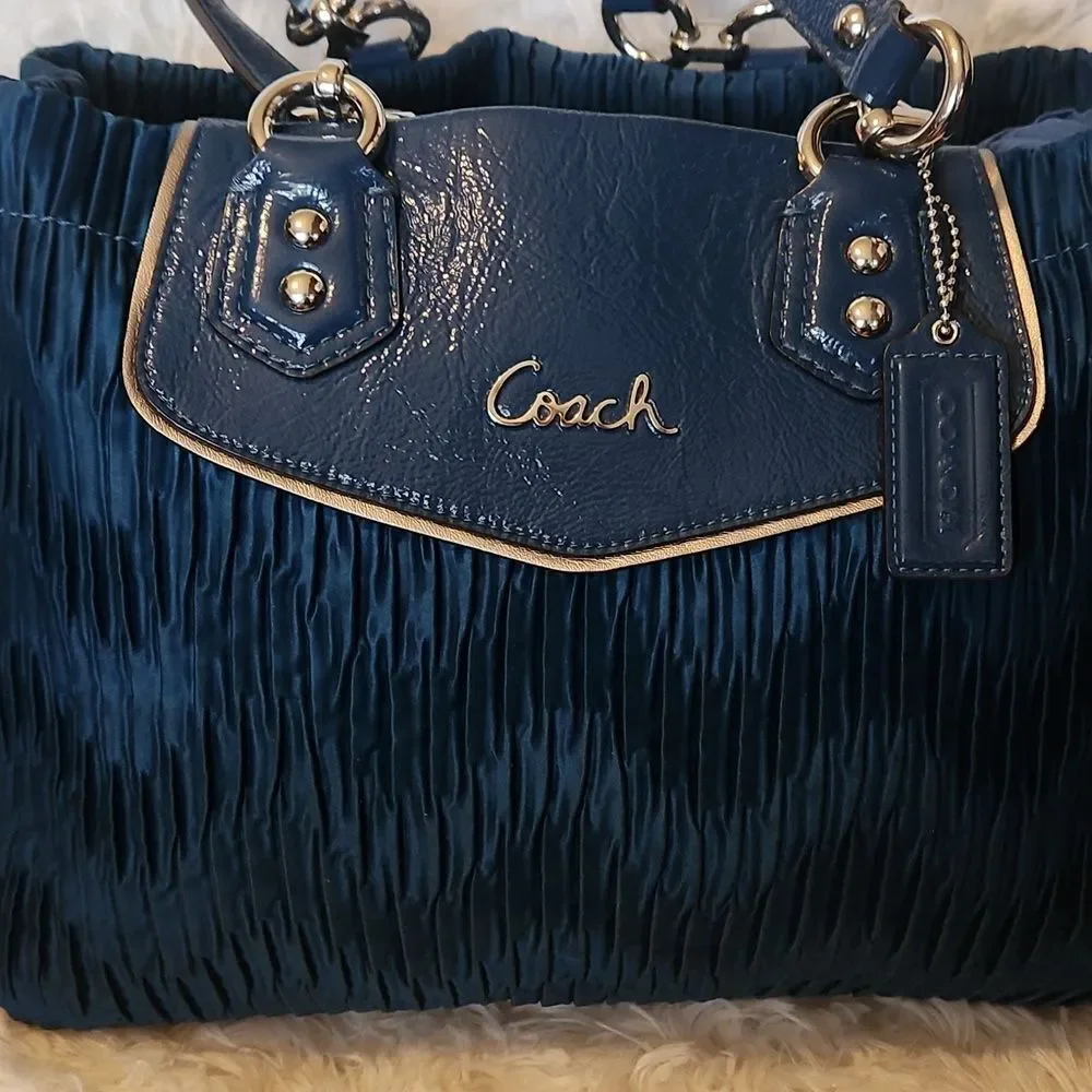 Coach Ashley Navy Textured Bag